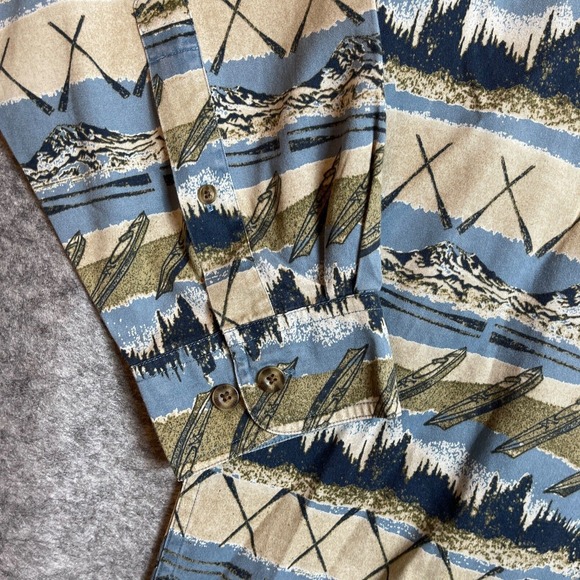 Outfitters Shirt Mens All Over Print Camp Mountain 100% Cotton Button Down Large - Picture 7 of 8
